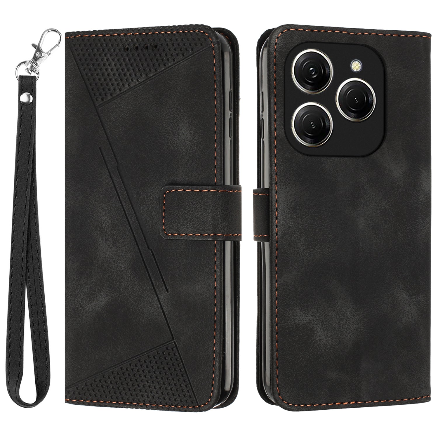 For Transsion Tecno Spark 20 Pro Wallet Case Triangle Imprinted Leather+TPU Cell Phone Cover For Transsion Tecno Spark 20 Pro Wallet Case Triangle Imprinted Leather+TPU Cell Phone Cover